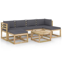 7-tlg. Garten-Lounge-Set mit Kissen Imprägniertes Kiefernholz