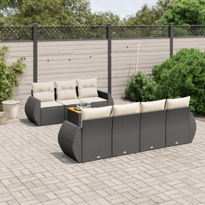 vidaXL 8-tlg. Garten-Sofagarnitur mit Kissen Schwarz Poly Rattan vidaXL 8-tlg. Garten-Sofagarnitur mit Kissen Schwarz Poly Rattan