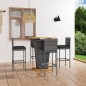 5-tlg. Gartenbar-Set mit Kissen Poly Rattan Grau 5-tlg. Gartenbar-Set mit Kissen Poly Rattan Grau