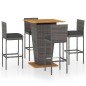 5-tlg. Gartenbar-Set mit Kissen Poly Rattan Grau 5-tlg. Gartenbar-Set mit Kissen Poly Rattan Grau