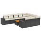 vidaXL 11-tlg. Garten-Sofagarnitur mit Kissen Schwarz Poly Rattan vidaXL 11-tlg. Garten-Sofagarnitur mit Kissen Schwarz Poly Rattan
