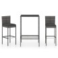 vidaXL 3-tlg. Gartenbar-Set mit Kissen Poly Rattan Grau vidaXL 3-tlg. Gartenbar-Set mit Kissen Poly Rattan Grau