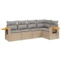 vidaXL 5-tlg. Garten-Sofagarnitur mit Kissen Beige Poly Rattan vidaXL 5-tlg. Garten-Sofagarnitur mit Kissen Beige Poly Rattan