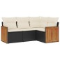 vidaXL 4-tlg. Garten-Sofagarnitur mit Kissen Schwarz Poly Rattan vidaXL 4-tlg. Garten-Sofagarnitur mit Kissen Schwarz Poly Rattan