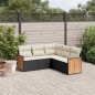 vidaXL 5-tlg. Garten-Sofagarnitur mit Kissen Schwarz Poly Rattan vidaXL 5-tlg. Garten-Sofagarnitur mit Kissen Schwarz Poly Rattan