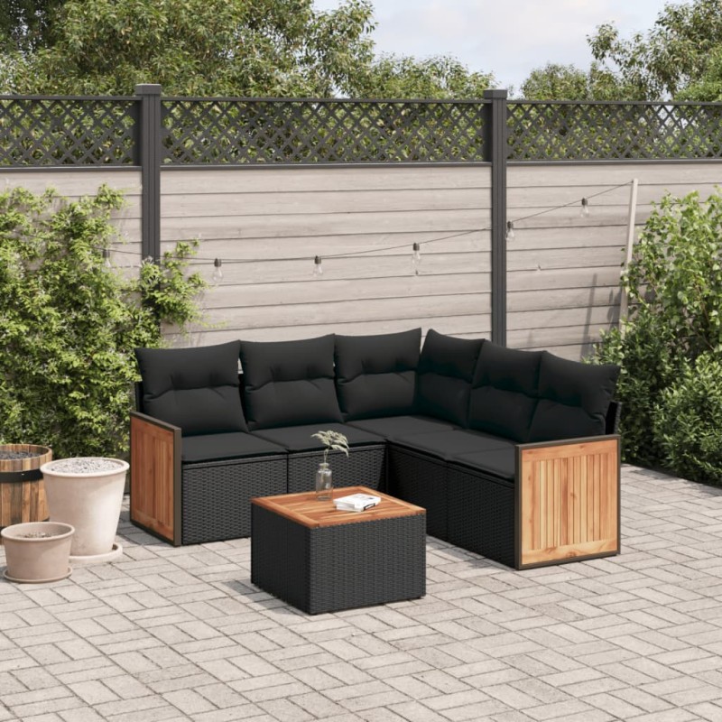 vidaXL 6-tlg. Garten-Sofagarnitur mit Kissen Schwarz Poly Rattan vidaXL 6-tlg. Garten-Sofagarnitur mit Kissen Schwarz Poly Rattan