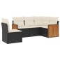 vidaXL 5-tlg. Garten-Sofagarnitur mit Kissen Schwarz Poly Rattan vidaXL 5-tlg. Garten-Sofagarnitur mit Kissen Schwarz Poly Rattan