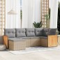 vidaXL 6-tlg. Garten-Sofagarnitur mit Kissen Beige Poly Rattan vidaXL 6-tlg. Garten-Sofagarnitur mit Kissen Beige Poly Rattan
