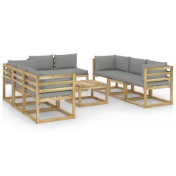 9-tlg. Garten-Lounge-Set mit Kissen Imprägniertes Kiefernholz