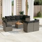 vidaXL 9-tlg. Garten-Sofagarnitur mit Kissen Grau Poly Rattan vidaXL 9-tlg. Garten-Sofagarnitur mit Kissen Grau Poly Rattan