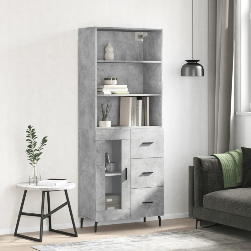 Highboard Betongrau 69,5x34x180 cm Holzwerkstoff Highboard Betongrau 69,5x34x180 cm Holzwerkstoff