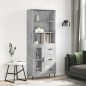 Highboard Betongrau 69,5x34x180 cm Holzwerkstoff Highboard Betongrau 69,5x34x180 cm Holzwerkstoff