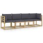 Gartensofa 4-Sitzer mit Kissen in Anthrazit Gartensofa 4-Sitzer mit Kissen in Anthrazit