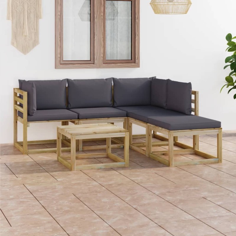 6-tlg. Garten-Lounge-Set mit Anthrazit Kissen 6-tlg. Garten-Lounge-Set mit Anthrazit Kissen