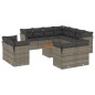 vidaXL 12-tlg. Garten-Sofagarnitur mit Kissen Grau Poly Rattan vidaXL 12-tlg. Garten-Sofagarnitur mit Kissen Grau Poly Rattan