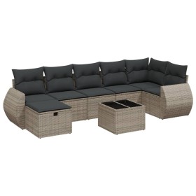 vidaXL 8-tlg. Garten-Sofagarnitur mit Kissen Grau Poly Rattan