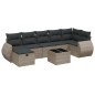 vidaXL 8-tlg. Garten-Sofagarnitur mit Kissen Grau Poly Rattan
