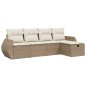vidaXL 5-tlg. Garten-Sofagarnitur mit Kissen Beige Poly Rattan vidaXL 5-tlg. Garten-Sofagarnitur mit Kissen Beige Poly Rattan