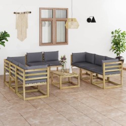 9-tlg. Garten-Lounge-Set mit Kissen Imprägniertes Kiefernholz