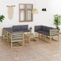 9-tlg. Garten-Lounge-Set mit Kissen Imprägniertes Kiefernholz 9-tlg. Garten-Lounge-Set mit Kissen Imprägniertes Kiefernholz