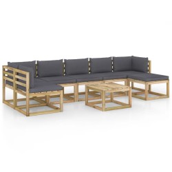 9-tlg. Garten-Lounge-Set mit Kissen Imprägniertes Kiefernholz
