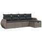 vidaXL 5-tlg. Garten-Sofagarnitur mit Kissen Grau Poly Rattan vidaXL 5-tlg. Garten-Sofagarnitur mit Kissen Grau Poly Rattan