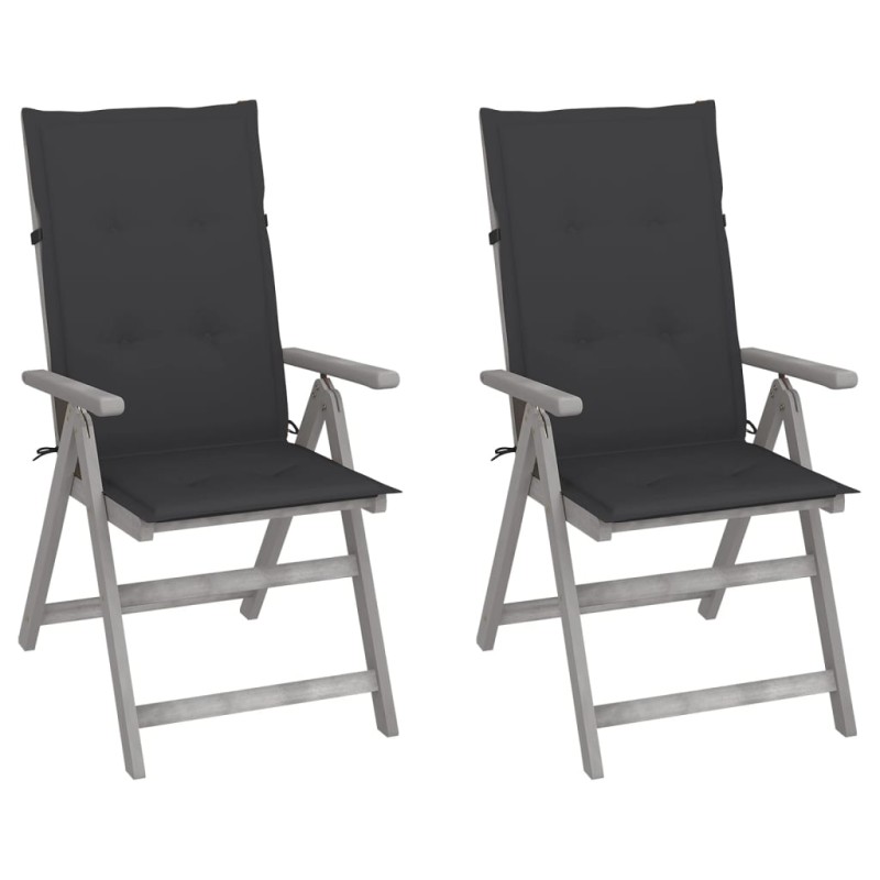 Verstellbare Gartenstühle 2 Stk. mit Auflagen Massivholz Akazie Verstellbare Gartenstühle 2 Stk. mit Auflagen Massivholz Akazie