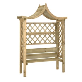 vidaXL Gartenpergola mit Dach und Bank Kiefernholz Imprägniert