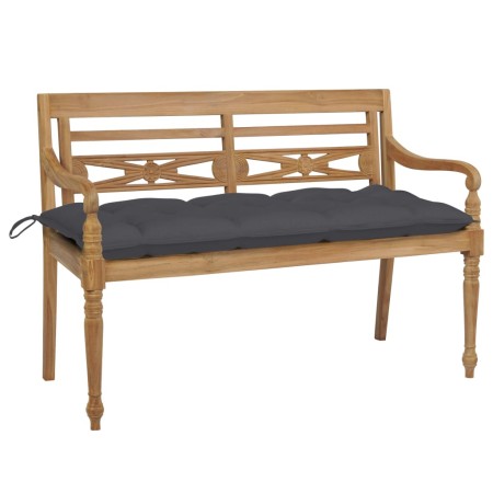 vidaXL Batavia-Gartenbank mit Anthrazit Kissen 120 cm Teak Massivholz