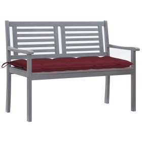 vidaXL 2-Sitzer-Gartenbank mit Auflage 120 cm Grau Eukalyptusholz