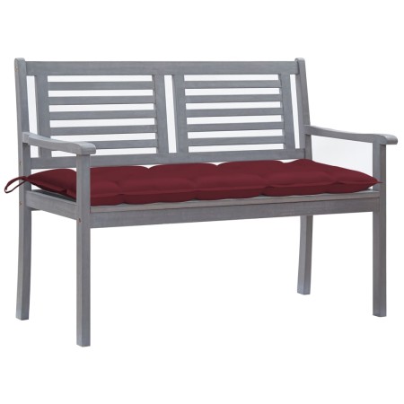 vidaXL 2-Sitzer-Gartenbank mit Auflage 120 cm Grau Eukalyptusholz