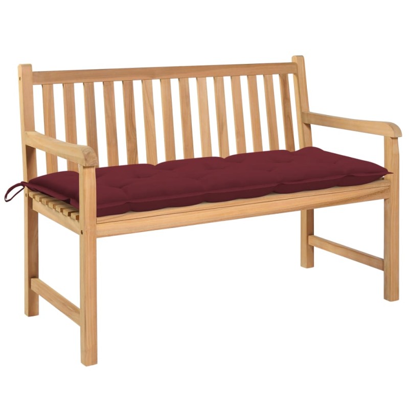 vidaXL Gartenbank mit Weinroter Auflage 120 cm Massivholz Teak vidaXL Gartenbank mit Weinroter Auflage 120 cm Massivholz Teak