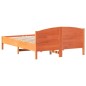 vidaXL Massivholzbett mit Kopfteil Wachsbraun 135x190 cm Kiefer vidaXL Massivholzbett mit Kopfteil Wachsbraun 135x190 cm Kiefer