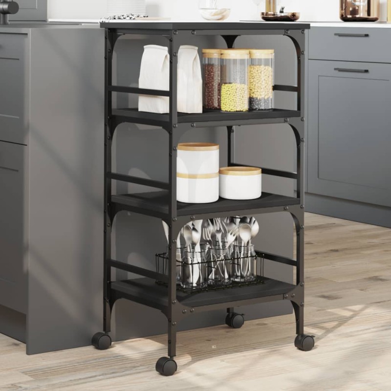 vidaXL Küchenwagen Schwarz 45x35x89,5 cm Holzwerkstoff vidaXL Küchenwagen Schwarz 45x35x89,5 cm Holzwerkstoff
