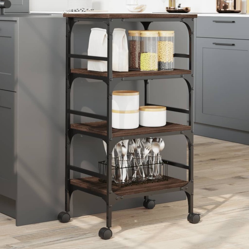vidaXL Küchenwagen Braun Eichen-Optik 45x35x89,5 cm Holzwerkstoff vidaXL Küchenwagen Braun Eichen-Optik 45x35x89,5 cm Holzwerkstoff