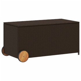 vidaXL Gartentruhe mit Rollen Braun 190L Poly Rattan