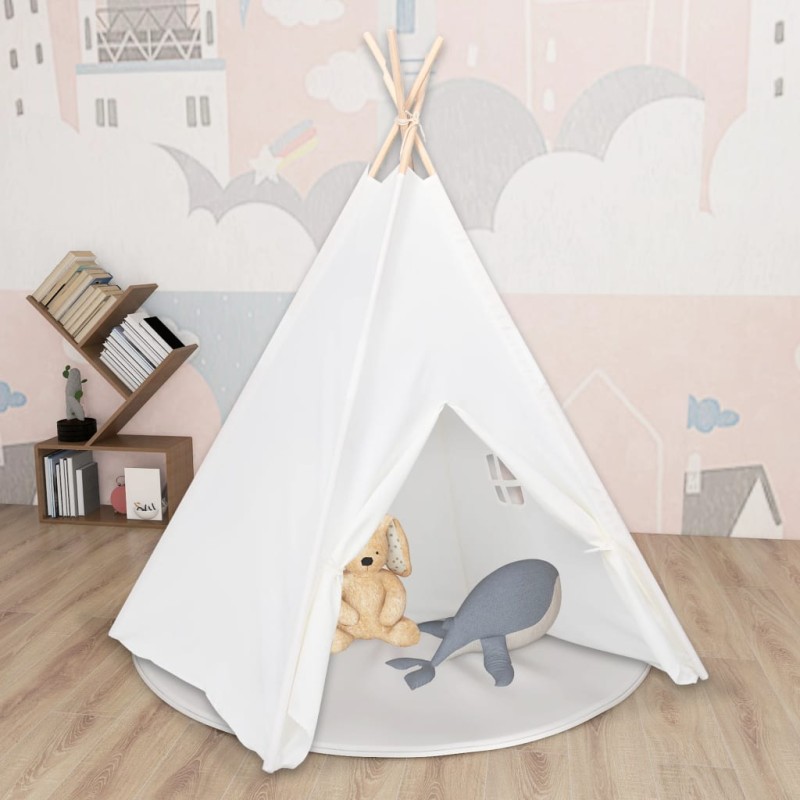 vidaXL Kinder Tipi-Zelt mit Tasche Pfirsichhaut Weiß 120x120x150 cm vidaXL Kinder Tipi-Zelt mit Tasche Pfirsichhaut Weiß 120x120x150 cm