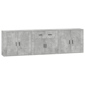 vidaXL Sideboards 3 Stk. Betongrau Holzwerkstoff