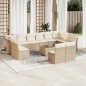 vidaXL 13-tlg. Garten-Sofagarnitur mit Kissen Beige Poly Rattan vidaXL 13-tlg. Garten-Sofagarnitur mit Kissen Beige Poly Rattan