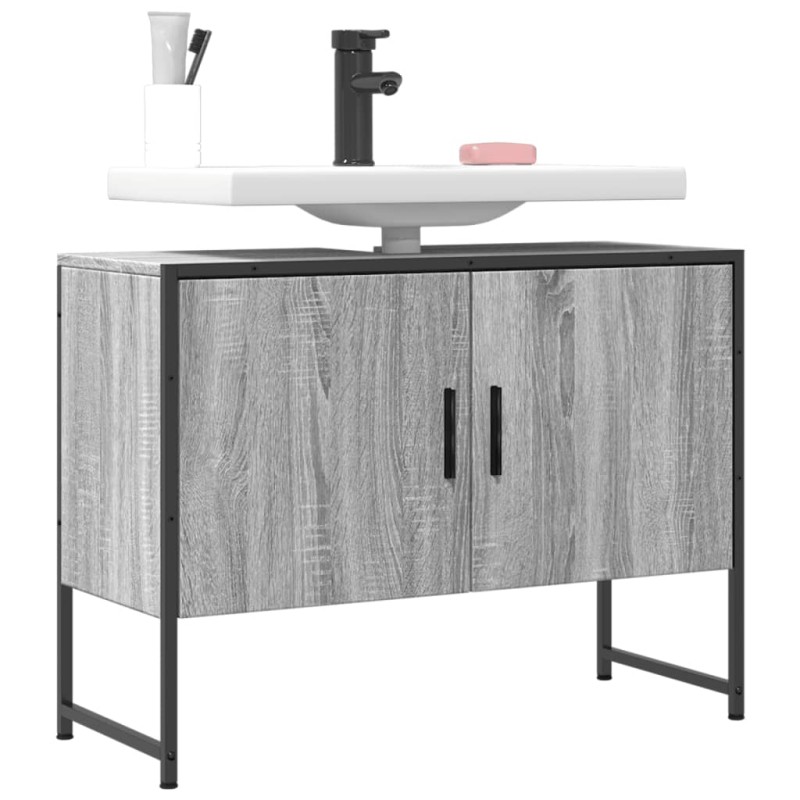 vidaXL Waschbeckenunterschrank Grau Sonoma 80x33x60 cm Holzwerkstoff vidaXL Waschbeckenunterschrank Grau Sonoma 80x33x60 cm Holzwerkstoff