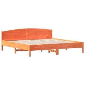 vidaXL Massivholzbett mit Kopfteil Wachsbraun 180x200 cm Kiefer