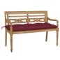 vidaXL Batavia-Gartenbank mit Weinrotem Kissen 120 cm Teak Massivholz vidaXL Batavia-Gartenbank mit Weinrotem Kissen 120 cm Teak Massivholz