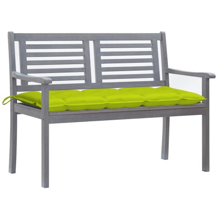 vidaXL 2-Sitzer-Gartenbank mit Auflage 120 cm Grau Eukalyptusholz