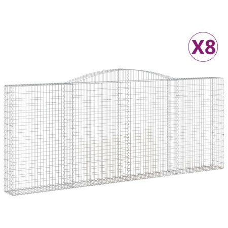 vidaXL Gabionen mit Hochbogen 8 Stk. 400x30x160/180cm Verzinktes Eisen