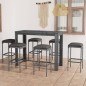 7-tlg. Gartenbar-Set mit Kissen Poly Rattan Grau 7-tlg. Gartenbar-Set mit Kissen Poly Rattan Grau