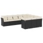 vidaXL 10-tlg. Garten-Sofagarnitur mit Kissen Schwarz Poly Rattan vidaXL 10-tlg. Garten-Sofagarnitur mit Kissen Schwarz Poly Rattan