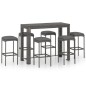 7-tlg. Gartenbar-Set mit Kissen Poly Rattan Grau 7-tlg. Gartenbar-Set mit Kissen Poly Rattan Grau