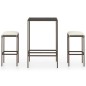 3-tlg. Gartenbar-Set mit Kissen Poly Rattan Braun 3-tlg. Gartenbar-Set mit Kissen Poly Rattan Braun