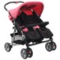 vidaXL Zwillingskinderwagen Rosa und Schwarz Stahl vidaXL Zwillingskinderwagen Rosa und Schwarz Stahl