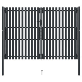 vidaXL Doppelflügel Zauntor Stahl 306x250 cm Anthrazit